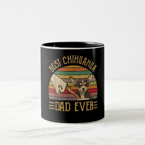 Vintage Best Chihuahua Dad Ever Sunset Two_Tone Coffee Mug