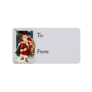 Vintage Best Christmas Wishes Gift Tag
