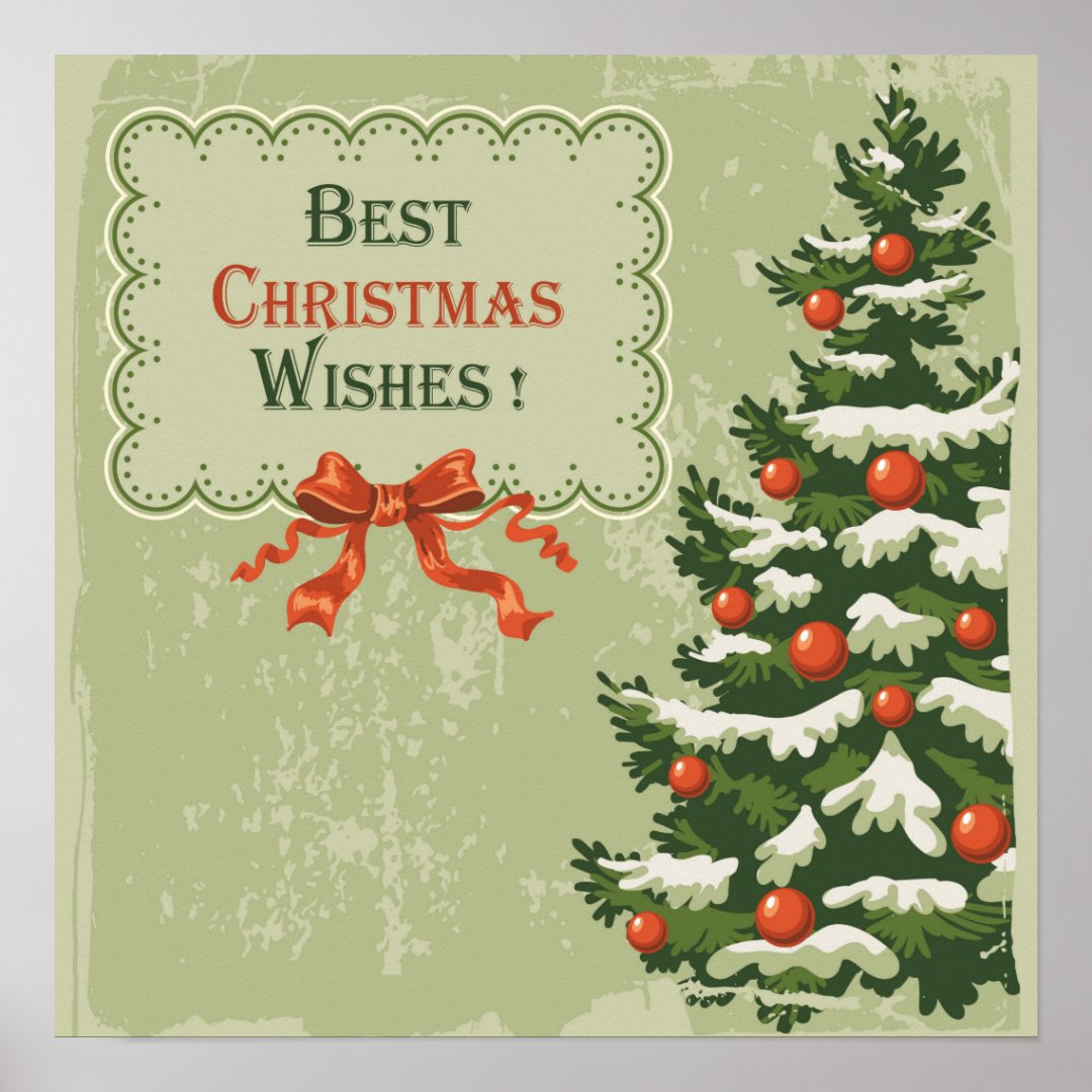 Vintage Best Christmas Wishes Poster | Zazzle