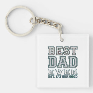 Vintage Best Dad Ever Varsity Typography Design Keychain