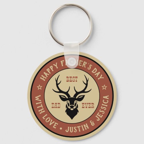 Vintage Best Dad Hunting Deer Logo Fathers Day Keychain