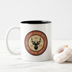 Vintage Best Dad Hunting Deer Logo Father's Day Two-Tone Coffee Mug