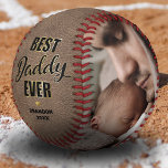 Vintage Best Daddy Ever Photo Baseball<br><div class="desc">Fathers day baseball gift featuring the text "best daddy ever" in a black & gold font,  the childs name,  and date. Plus 2 family photos for you to customize with your own to make this an extra special dad gift.</div>