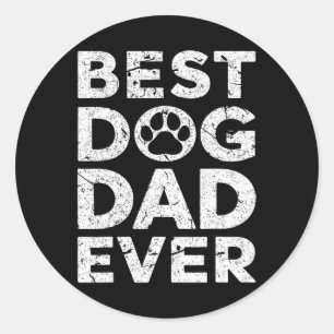 Vintage Best Dog Dad Ever Fathers Day  Classic Round Sticker