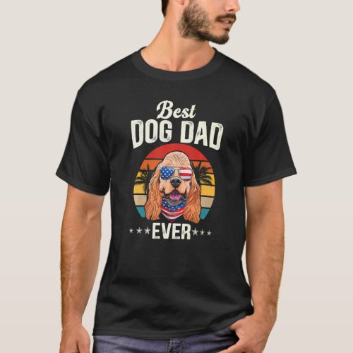Vintage Best Dog Dad Ever Fathers Day Retro Cocke T_Shirt