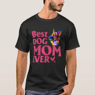 Vintage Best Dog Mom Ever Cut Colored Dog Mommy T-Shirt