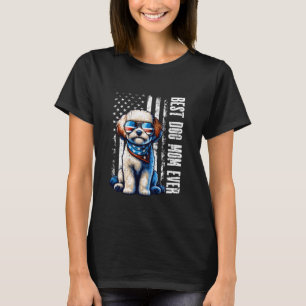 Vintage Best Dog Mom Ever Maltipoo Dogs American F T-Shirt