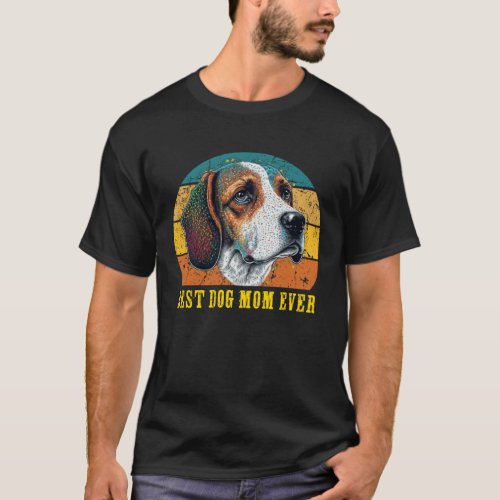 Vintage Best Dog Mom Ever Sunset Retro Beagle dog  T_Shirt