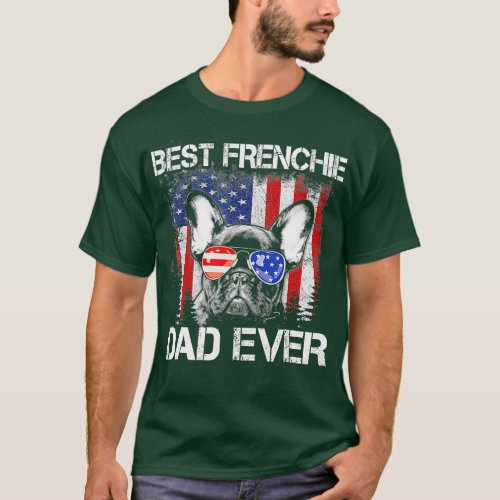 Vintage Best Frenchie Dad Ever US Flag Dog Dad Fat T_Shirt