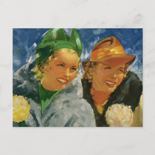 Vintage Best Friends! Elegant and Stylish Women Postcard (Front)