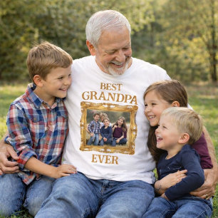 Vintage Best Grandpa Ever Photo Antique Frame T-Shirt