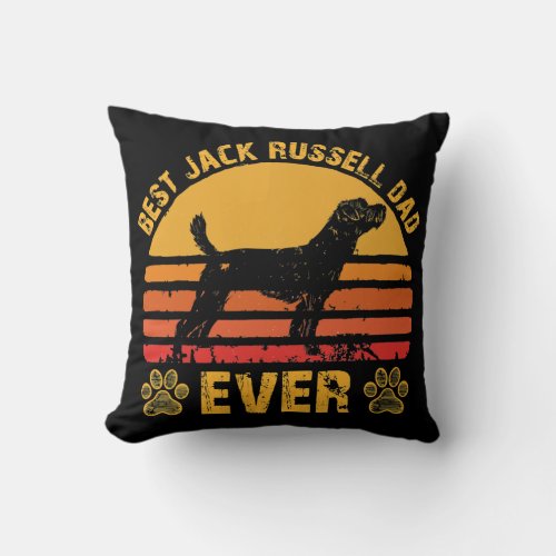 Vintage Best Jack Russel Dad Ever Father Day For Throw Pillow