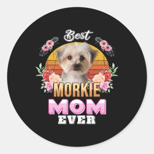 Vintage Best Morkie Mom Ever Mothers Day For Dog M Classic Round Sticker