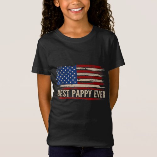 Vintage Best Pappy Ever American Flag Fathers Day T_Shirt