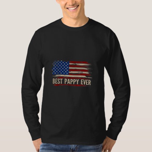 Vintage Best Pappy Ever American Flag Fathers Day T_Shirt