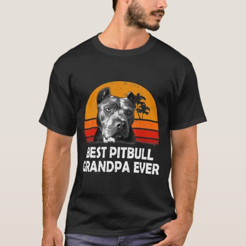 Vintage Best Pitbull Grandpa Ever Grandparents Day T_Shirt