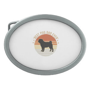 Vintage Best Pug Dad Ever Dog Lover Shirt Design_1 Belt Buckle