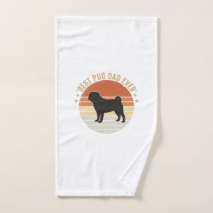 Vintage Best Pug Dad Ever Dog Lover Shirt Design_1 Hand Towel