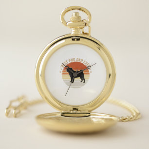 Vintage Best Pug Dad Ever Dog Lover Shirt Design_1 Pocket Watch