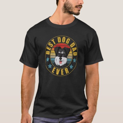 Vintage Best Schnauzer Dog Dad Ever Puppy Fathers  T_Shirt