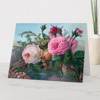 Vintage Best Wishes Flowers Card by greetingcardsonline at Zazzle
