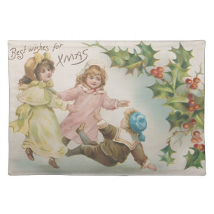 Vintage Best Wishes For Christmas Kids Cloth Placemat