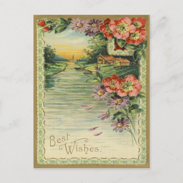 Vintage Best Wishes Postcard (Front)