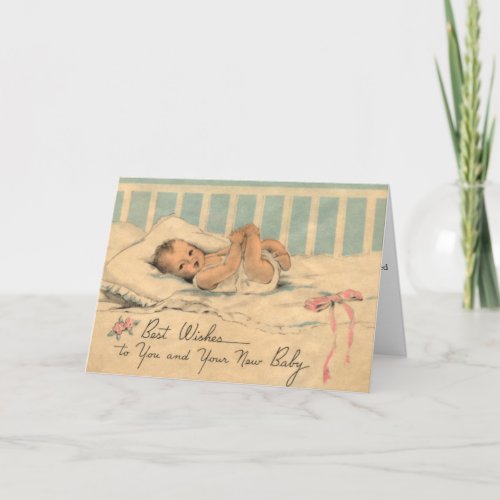 Vintage _ Best Wishes to New Parents  Baby Card