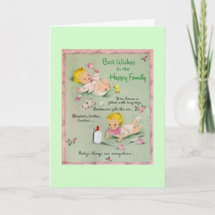 Vintage - Best Wishes to the Happy Family, Card