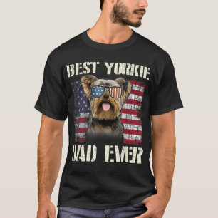 Vintage Best Yorkie Dad Ever Flag Us For Pet Owner T-Shirt