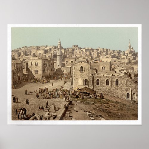 Vintage Bethlehem Illustration Poster