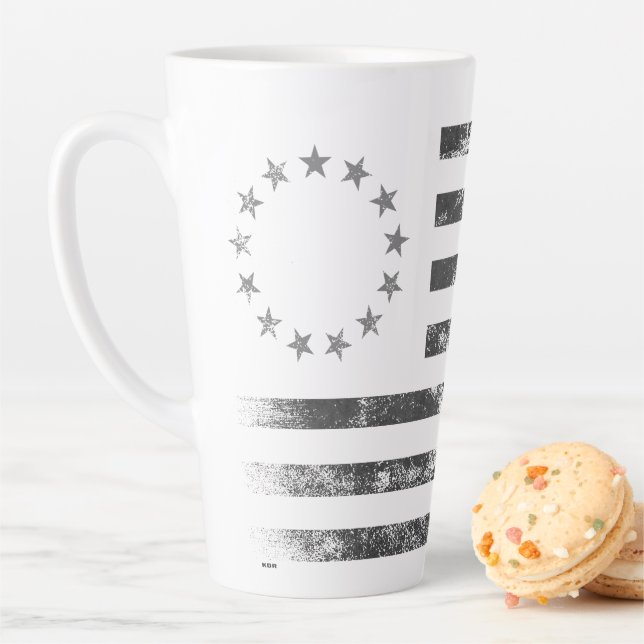 Vintage Betsy Ross American Flag Latte Mug (In Situ)