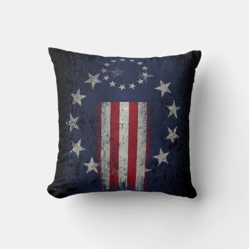 Vintage Betsy Ross American Flag Montage Throw Pillow