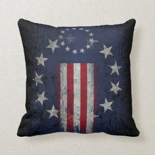 Vintage Betsy Ross American Flag Montage Throw Pillow