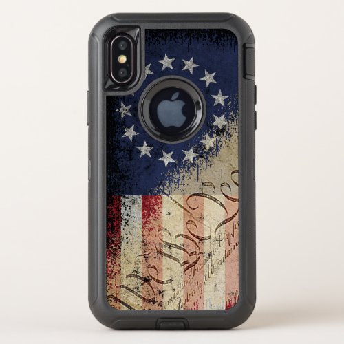 Vintage Betsy Ross American Flag OtterBox Defender iPhone X Case