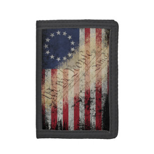 VINTAGE BETSY ROSS AMERICAN FLAG TRI-FOLD WALLET