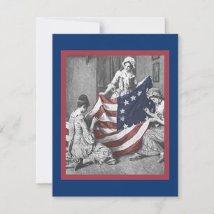 Vintage Betsy Ross and Creation Of American Flag Holiday Card
