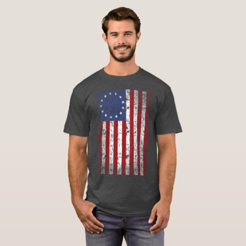 Vintage Betsy Ross Flag Patriotic American Flag T_Shirt