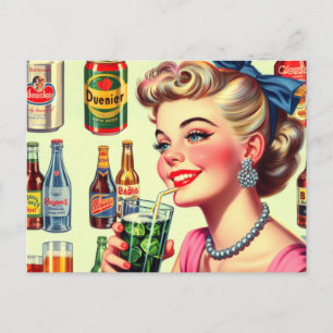 Vintage Beverage Pin-Up Postcard