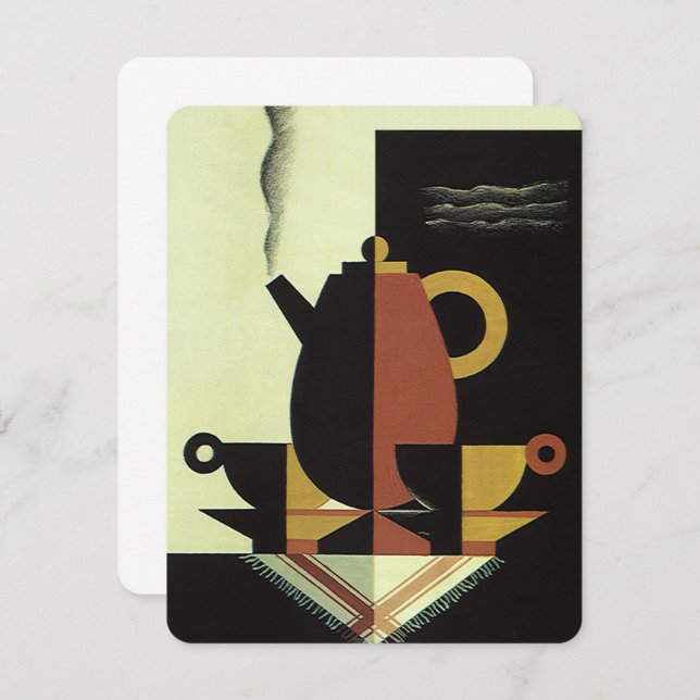 Vintage Beverages, Coffee Pot with Cups Invitation (Front/Back)