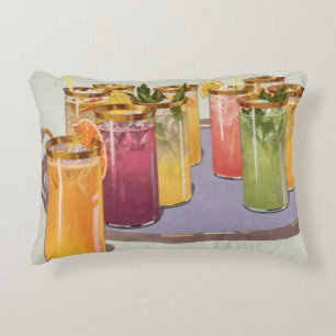 Vintage Beverages, Drinks with Ice Cubes on a Tray Accent Pillow