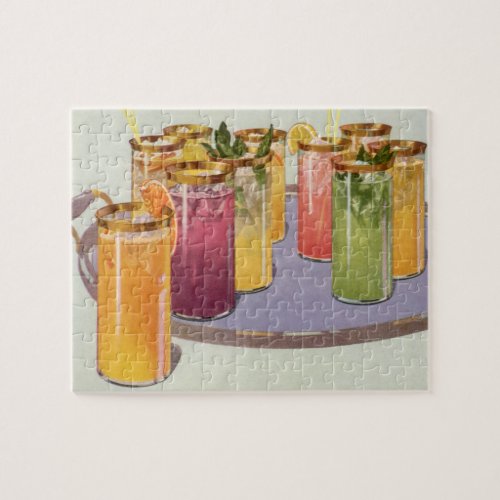Vintage Beverages Drinks with Ice Cubes on a Tray Jigsaw Puzzle