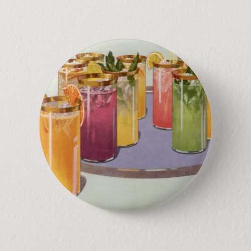 Vintage Beverages Drinks with Ice Cubes on a Tray Pinback Button