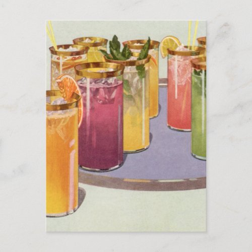 Vintage Beverages Drinks with Ice Cubes on a Tray Postcard