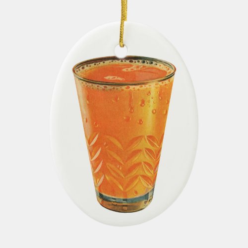 Vintage Beverages Glass of Orange Juice Breakfast Ceramic Ornament