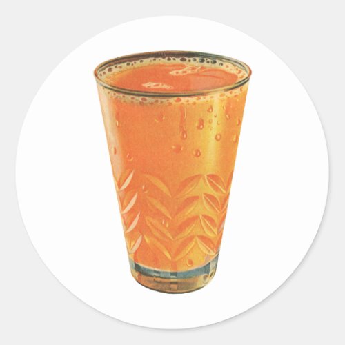 Vintage Beverages Glass of Orange Juice Breakfast Classic Round Sticker