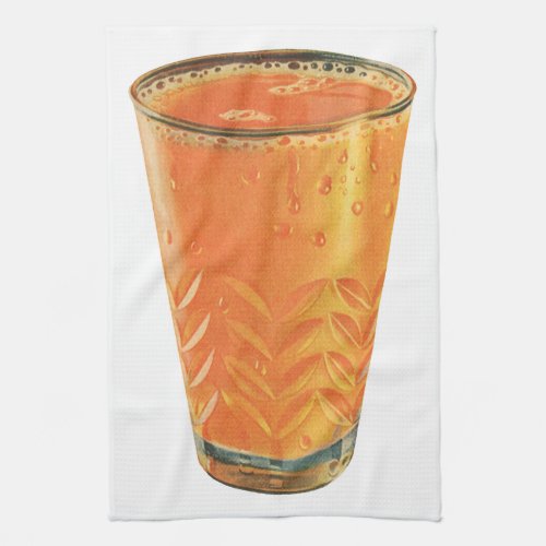 Vintage Beverages Glass of Orange Juice Breakfast Kitchen Towel