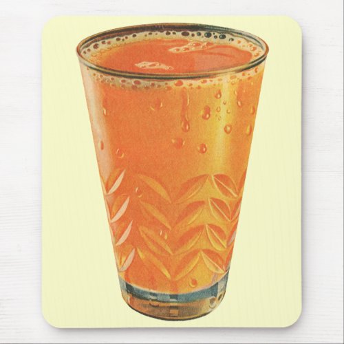 Vintage Beverages Glass of Orange Juice Breakfast Mouse Pad