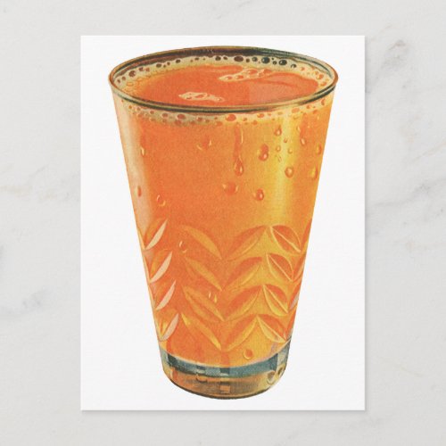 Vintage Beverages Glass of Orange Juice Breakfast Postcard