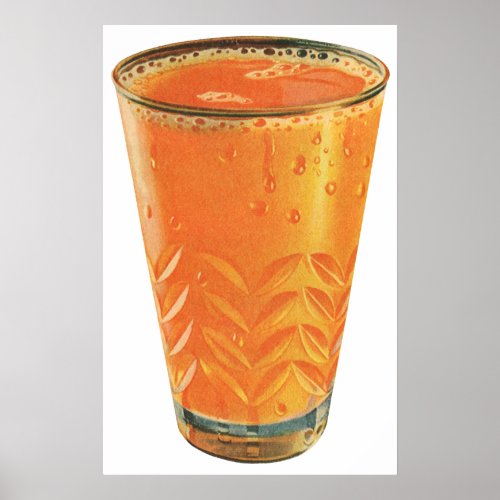 Vintage Beverages Glass of Orange Juice Breakfast Poster